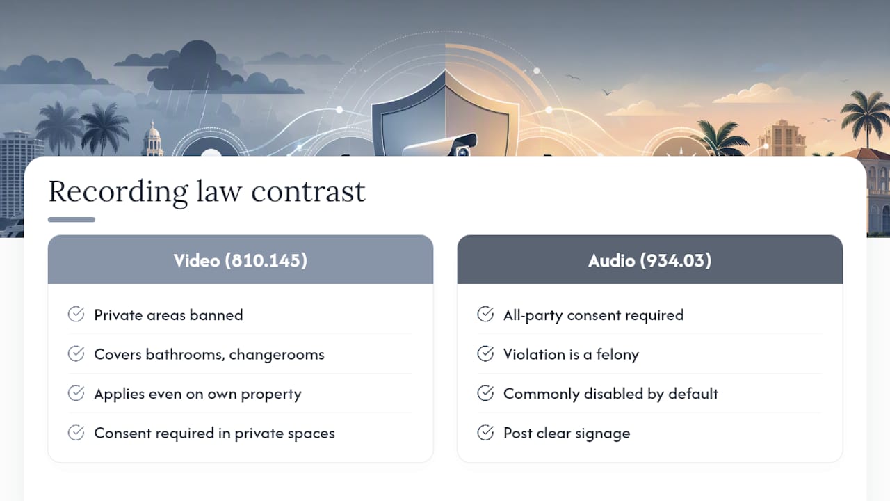 Florida's video voyeurism and audio consent laws — overview diagram
