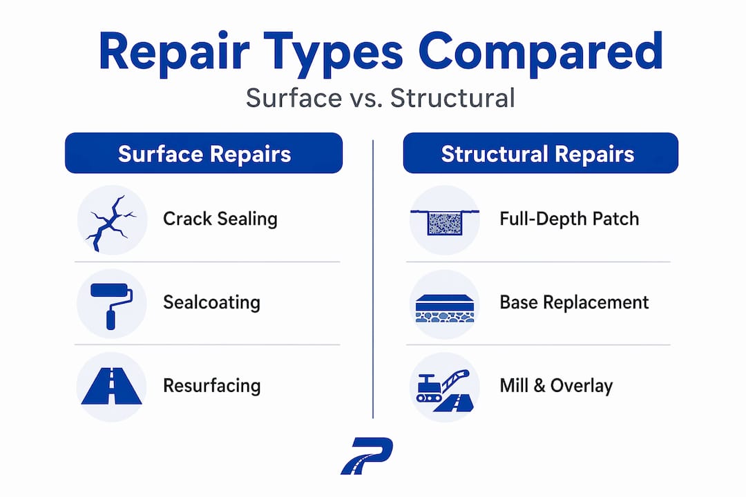 Infographic shows surface versus structural repair types