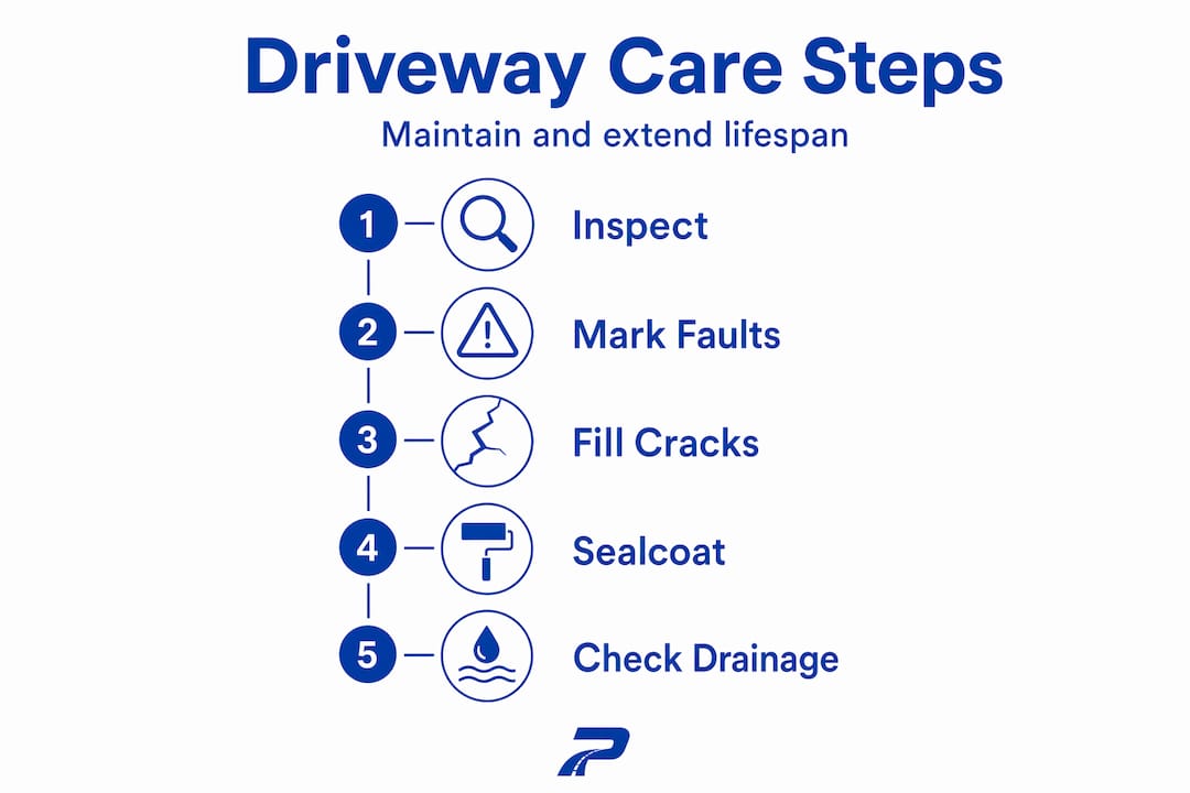 Infographic of driveway care process steps