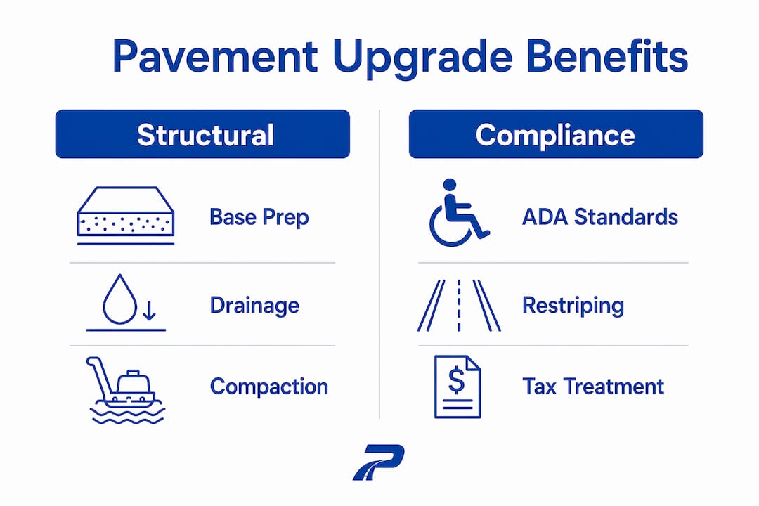Infographic comparing pavement upgrade benefits