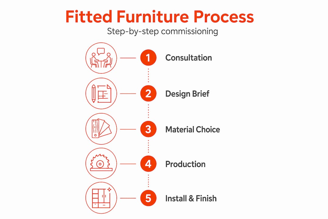 Commissioning process for luxury fitted furniture steps