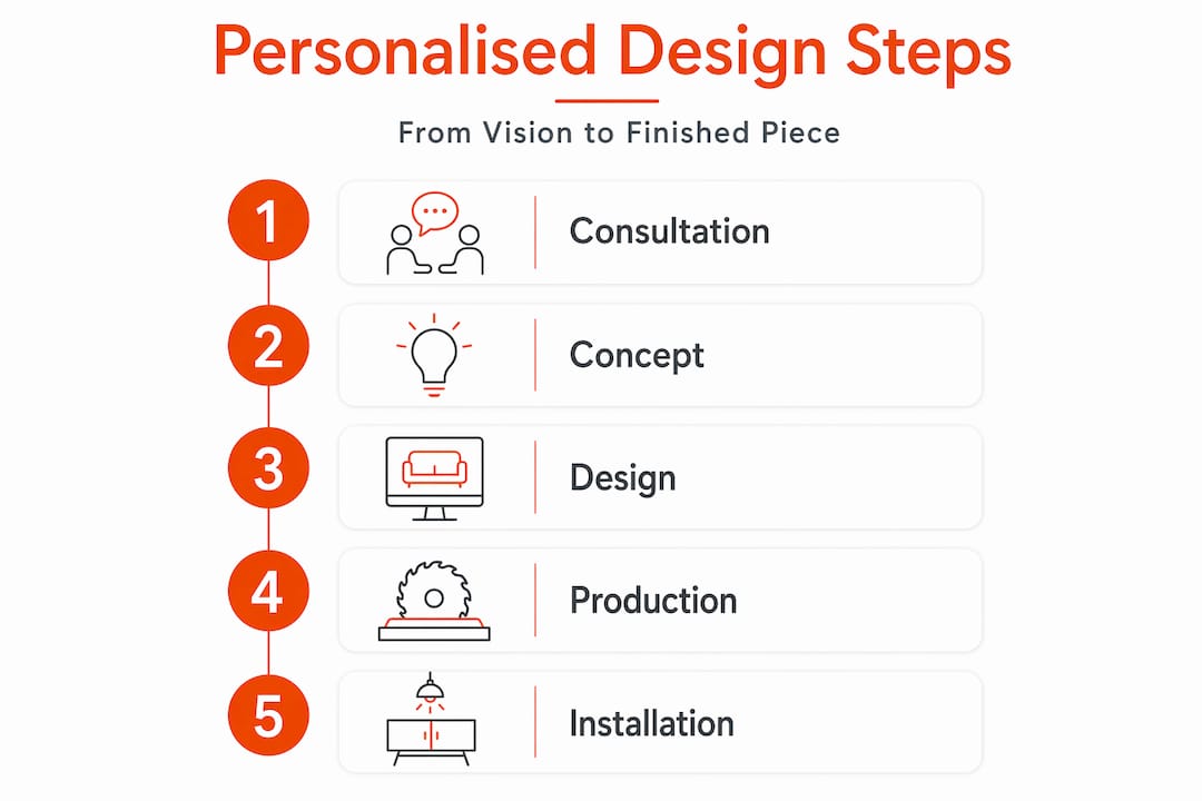 Infographic showing stages of personalised furniture design
