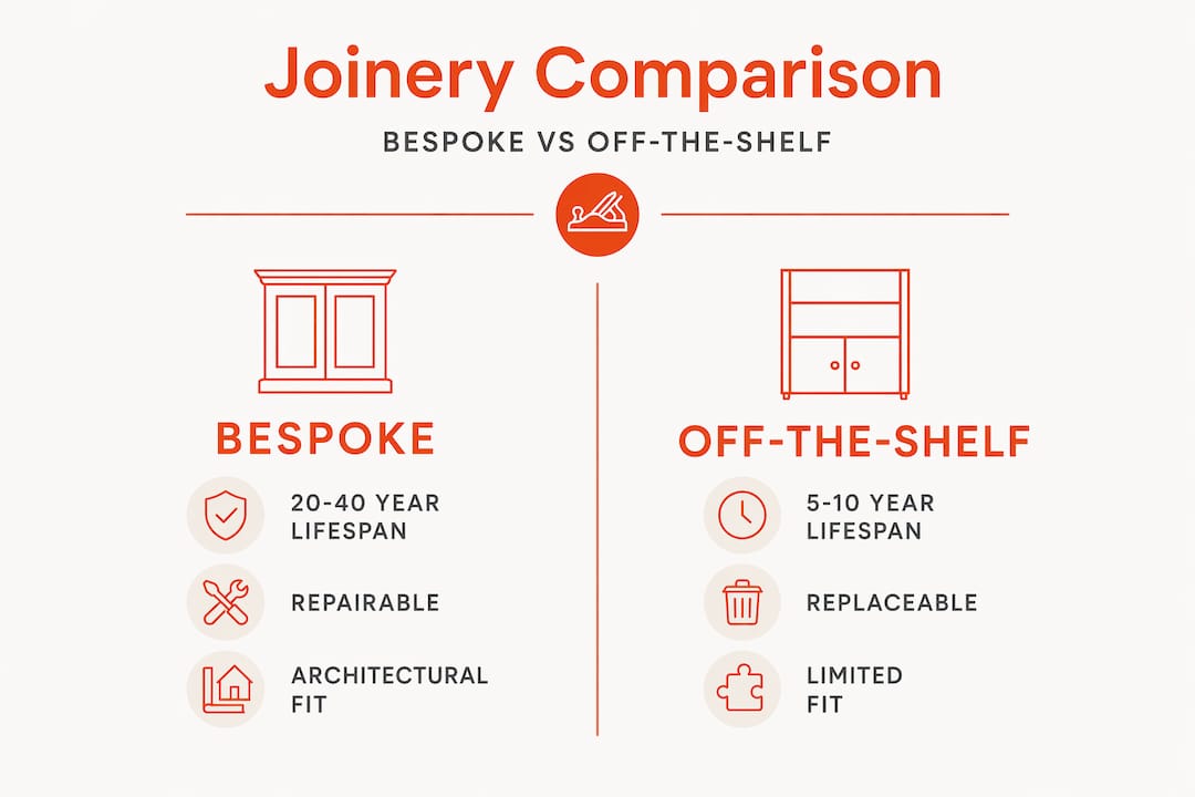 Infographic comparing bespoke and off-the-shelf joinery