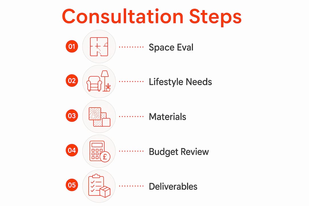 Infographic showing furniture consultation steps