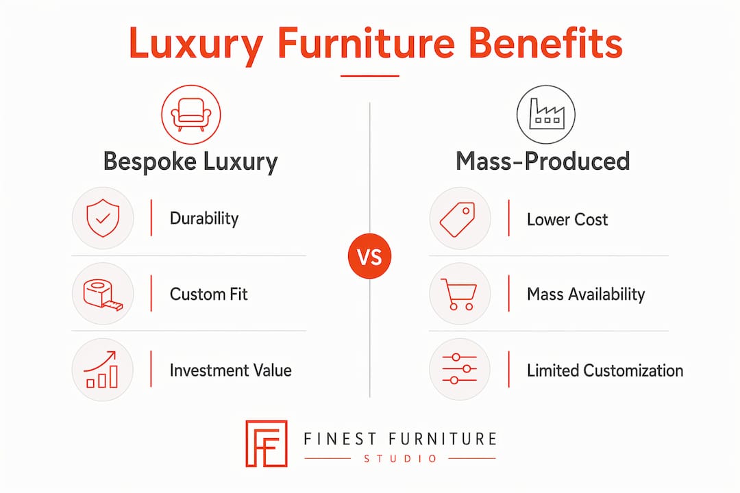 Infographic comparing bespoke luxury and mass-produced furniture