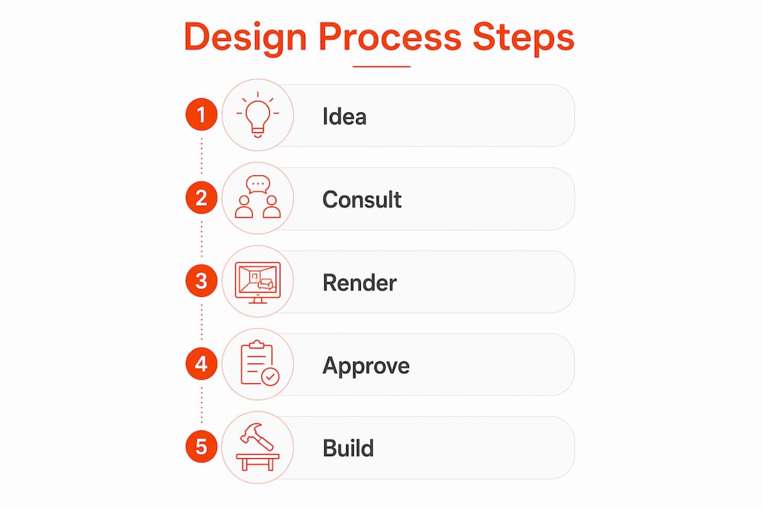 Infographic illustrating custom furniture design steps