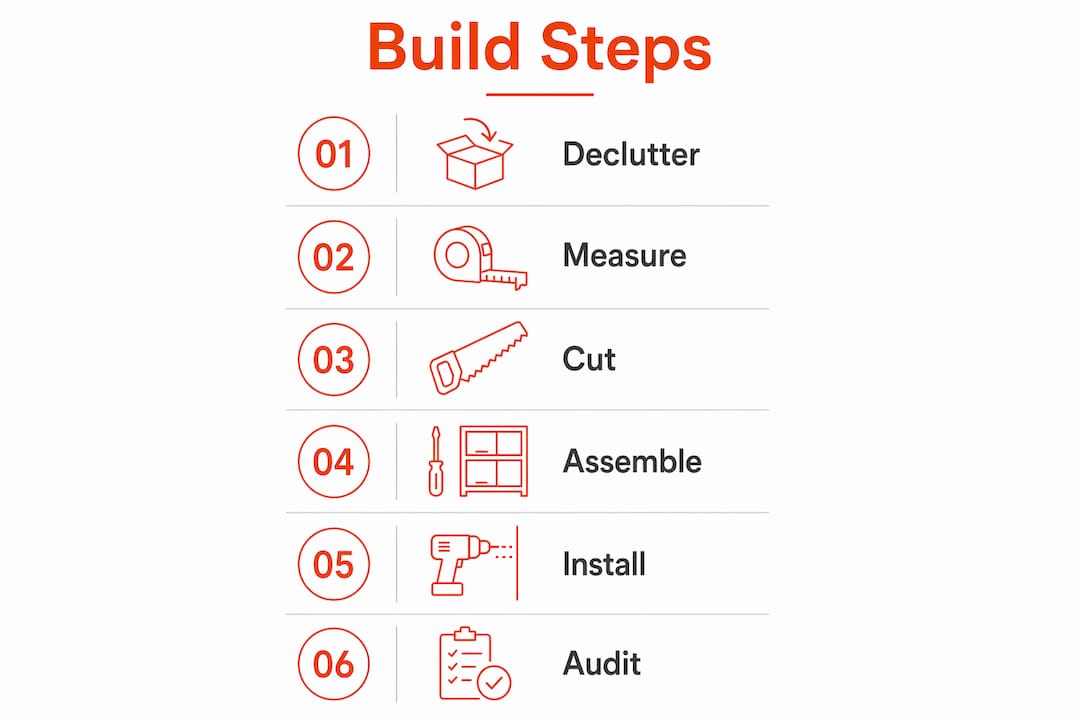 Infographic showing step-by-step bespoke kitchen build process