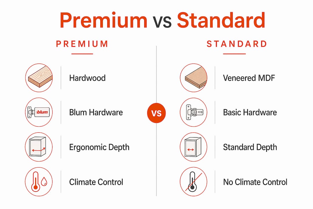 Comparison infographic premium vs standard wardrobes
