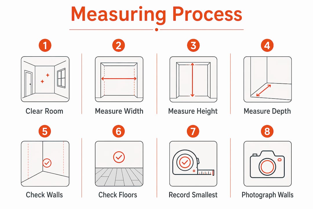 Step-by-step fitted furniture measuring infographic