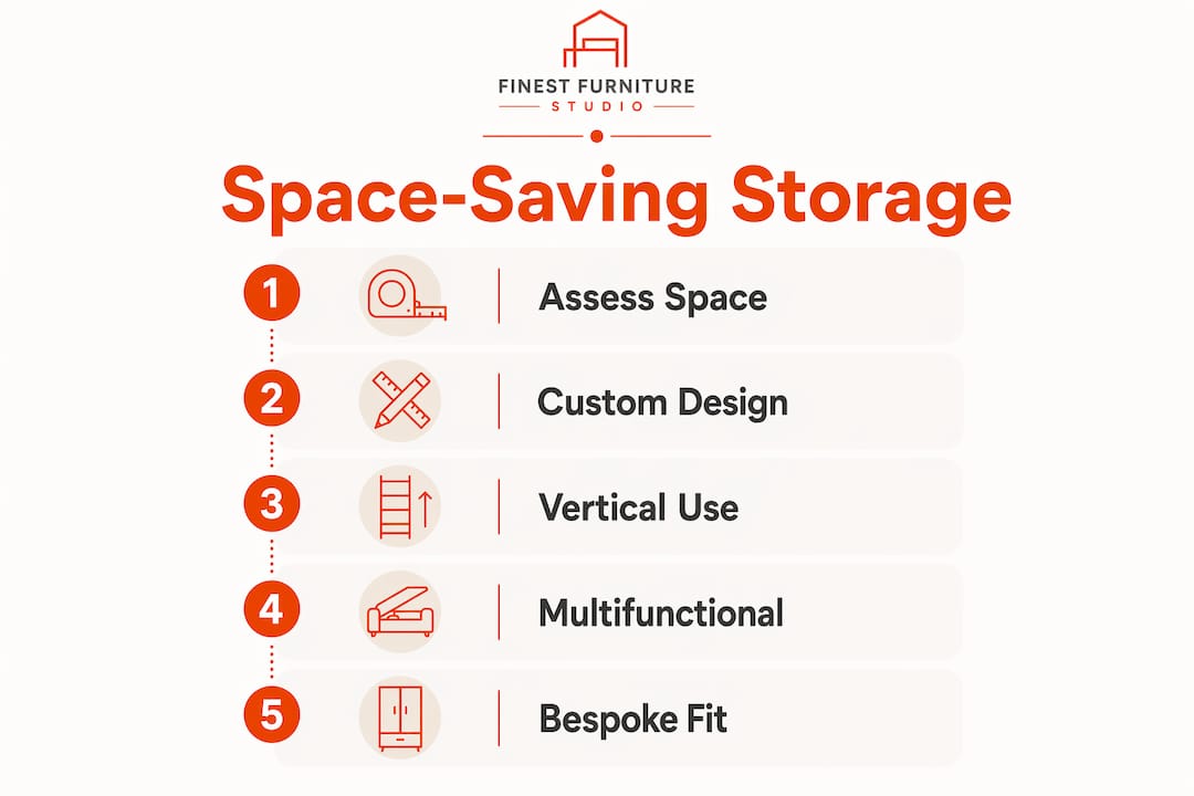 Infographic showing space-saving storage steps