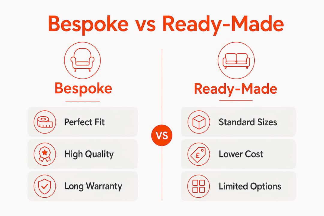 Infographic comparing bespoke and ready-made furniture features