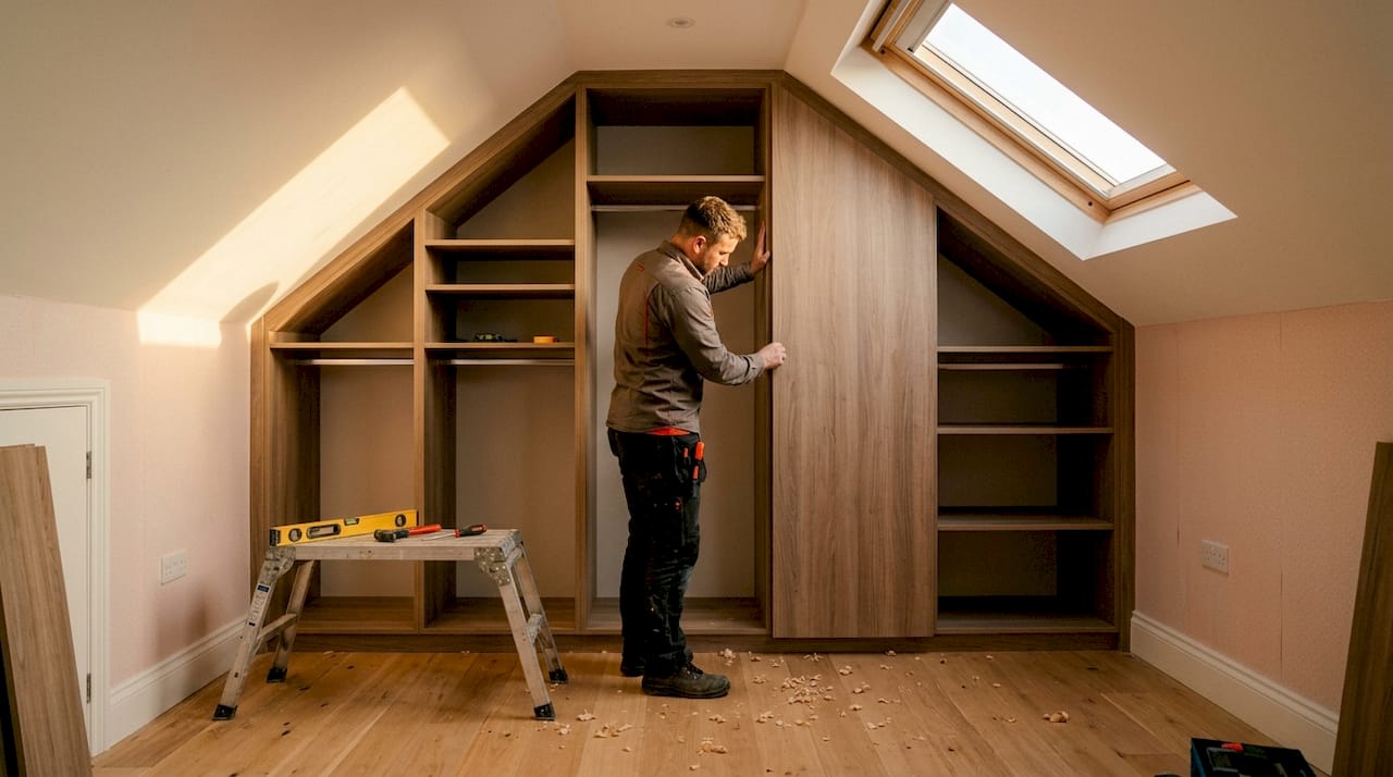Wardrobe installer fitting loft wardrobe in SW London loft