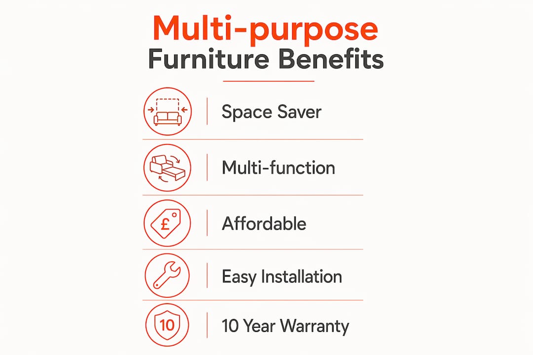 Infographic showing key benefits of multi-purpose furniture
