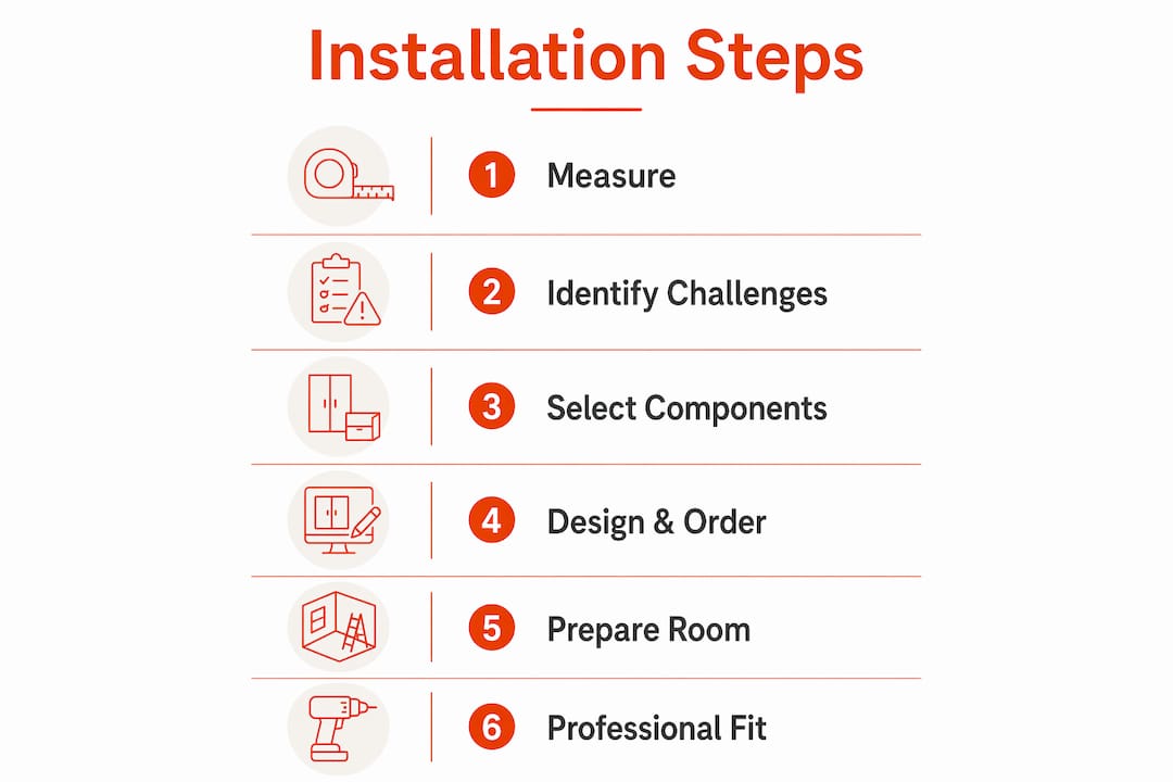 Infographic showing quick wardrobe installation steps