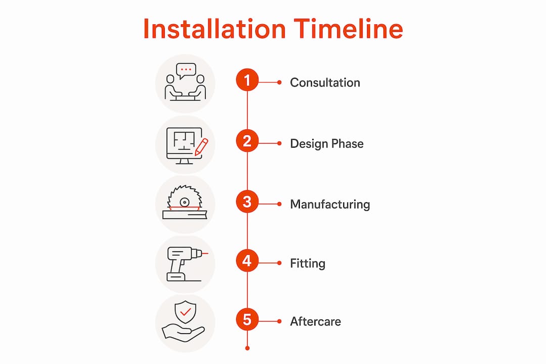 Infographic detailing bespoke wardrobe installation stages