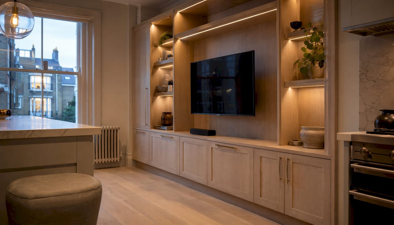 Bespoke TV media wall in period home