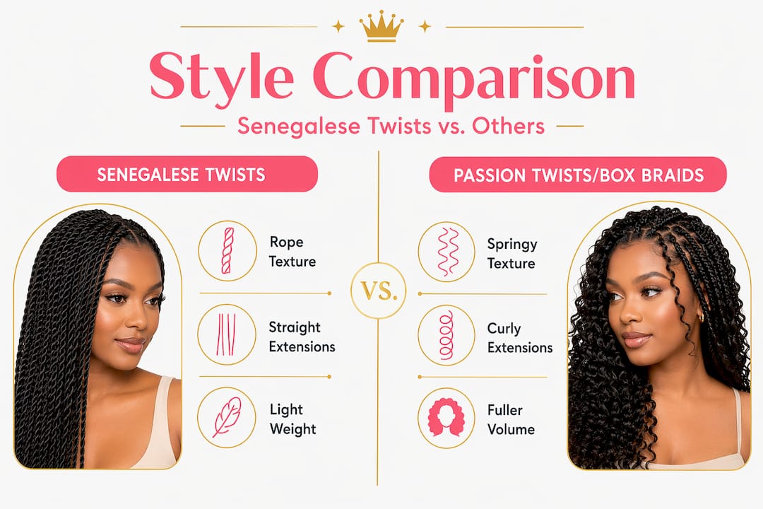Infographic showing twist style comparison