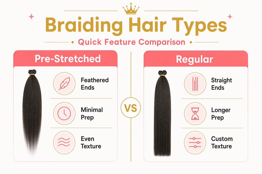 Infographic comparing braiding hair types