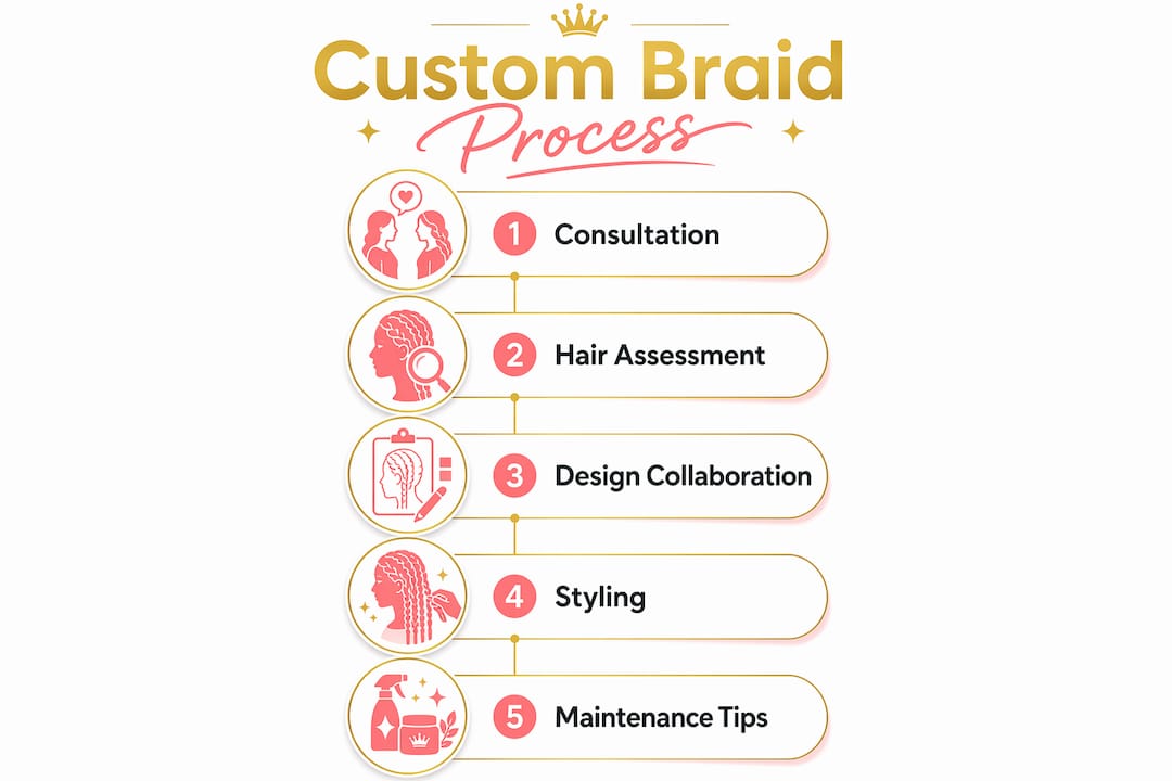Infographic illustrating custom braid style creation steps