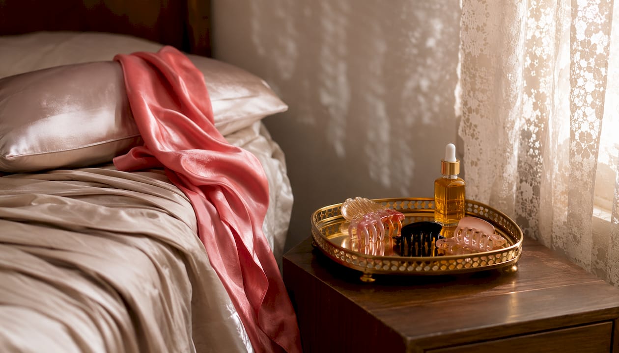 Silk scarf and satin pillowcase for braid scalp care