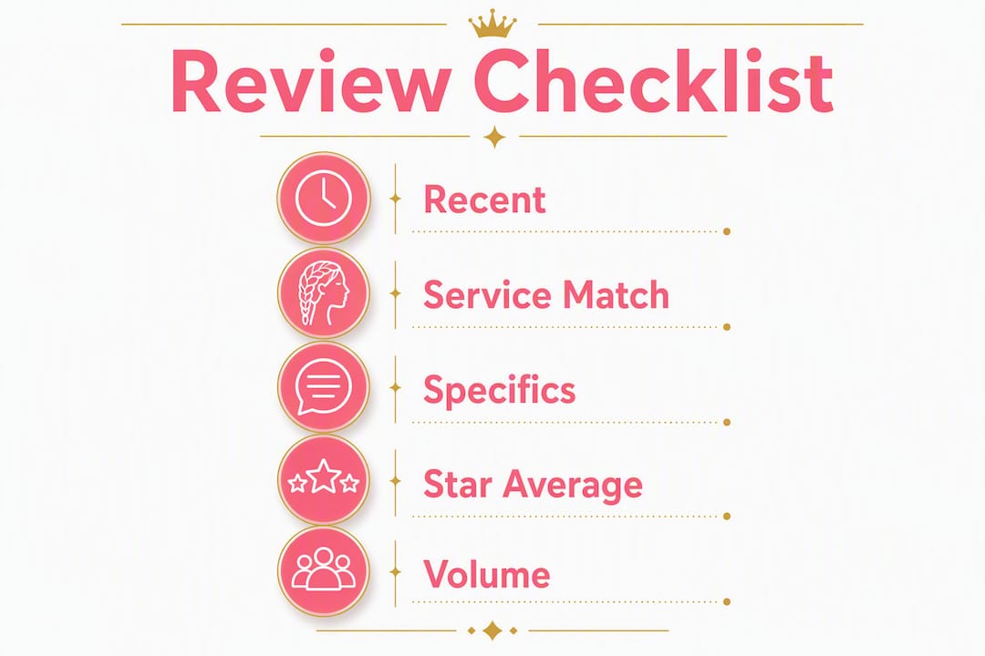 Infographic showing braiding salon review checklist steps