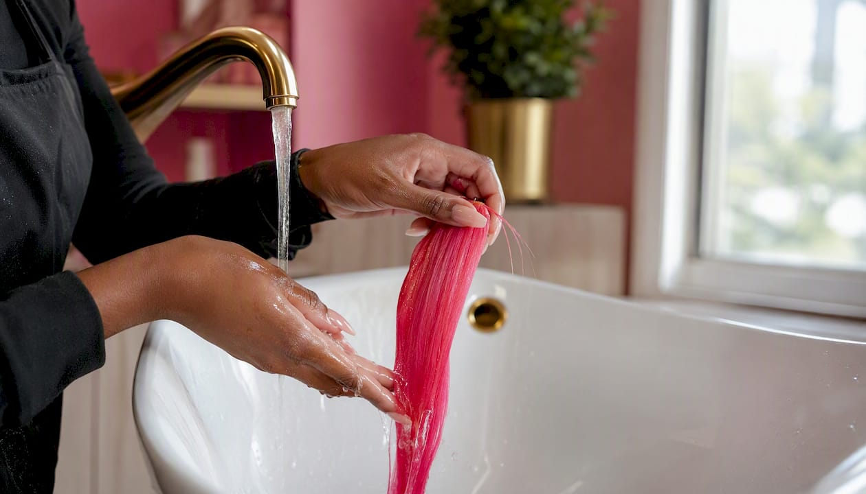 Blotting braiding hair to test colorfastness