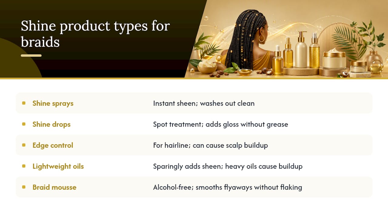 Comparison of shine product types