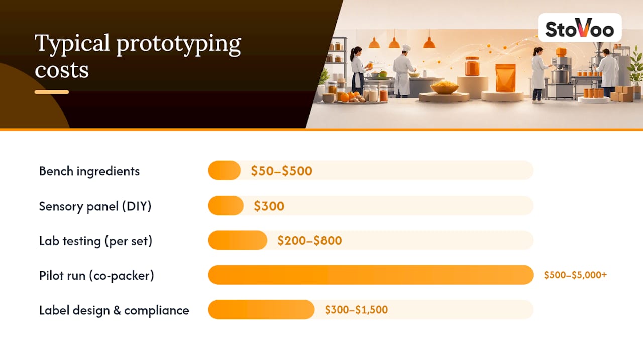 Chart of food prototype stage costs and timelines