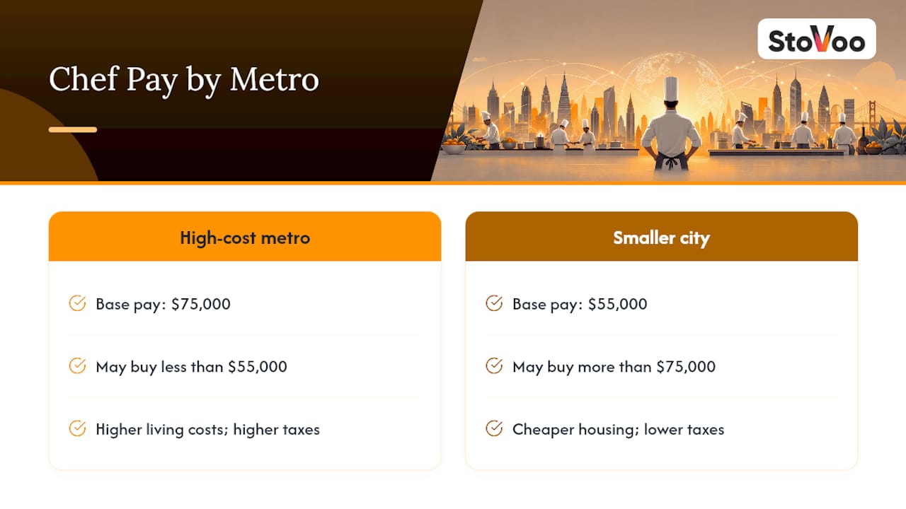 Diagram of chef salaries adjusted by city cost of living