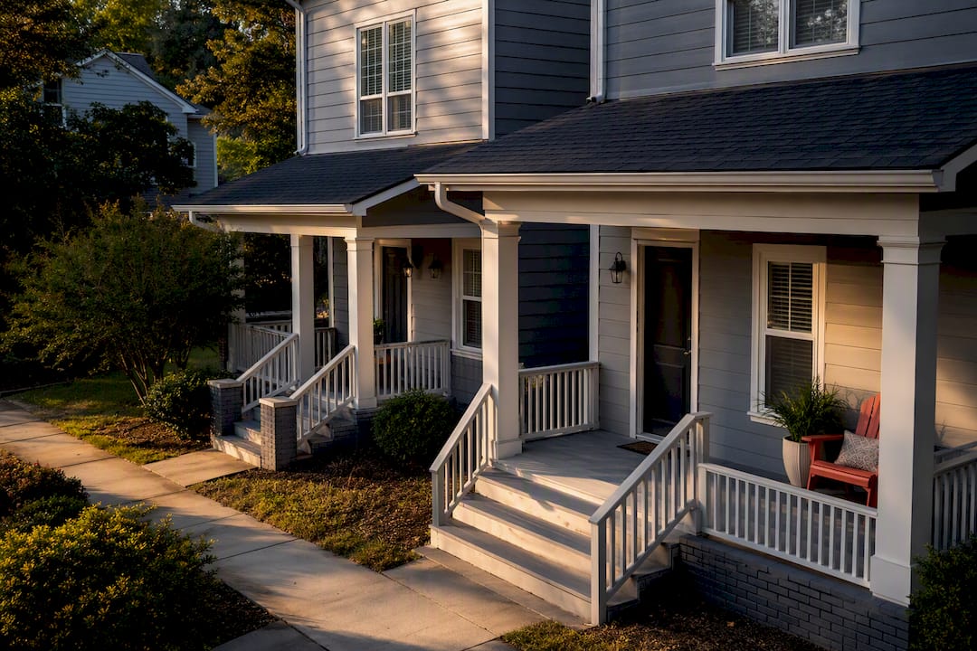 Duplex exterior with two separate entrances
