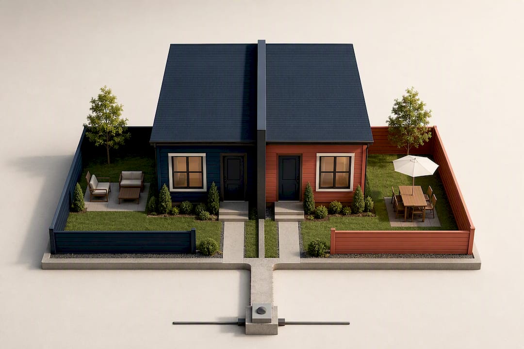 Illustration of duplex living boundaries