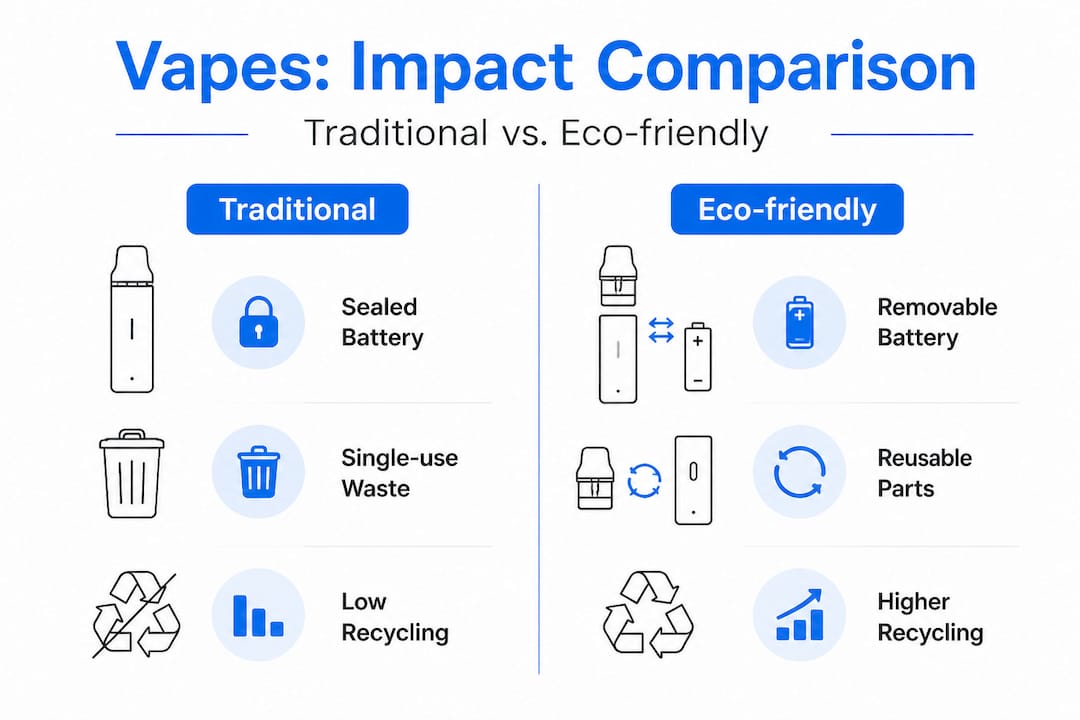 Infographic comparing traditional and eco-friendly vapes