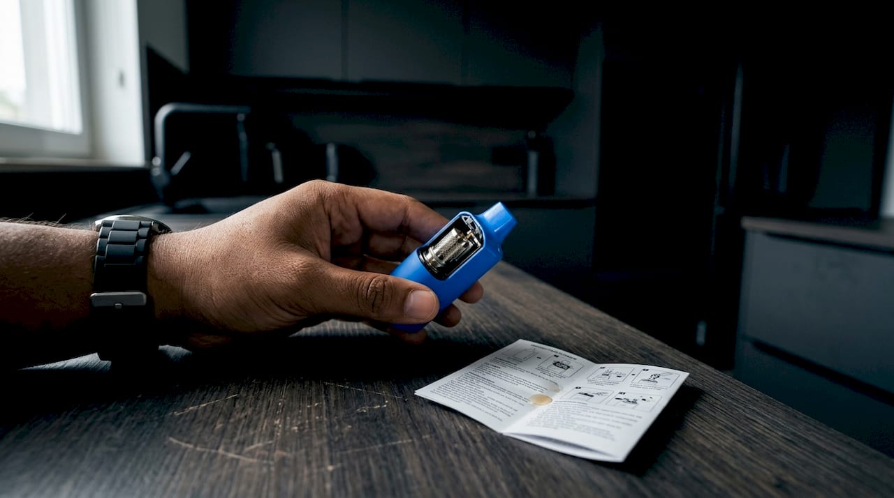 Close-up disposable vape coil and mesh details