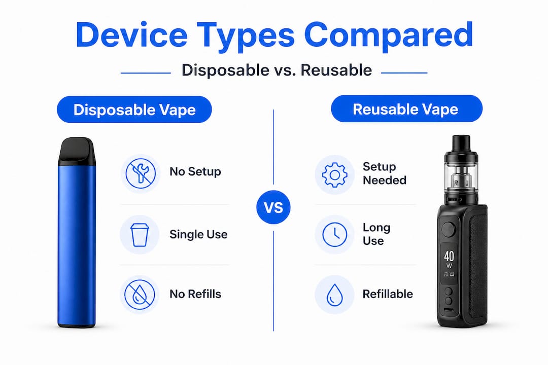 Comparison infographic showing vape device differences