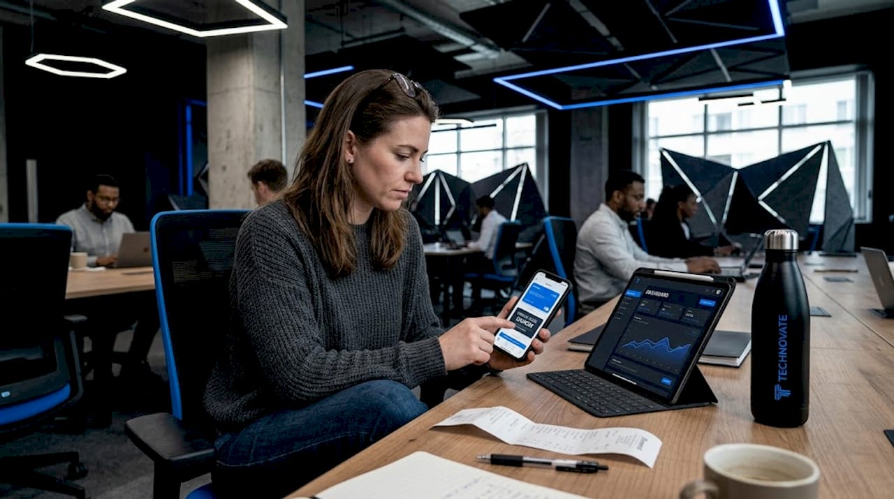 Woman verifying coupon code for vape deal
