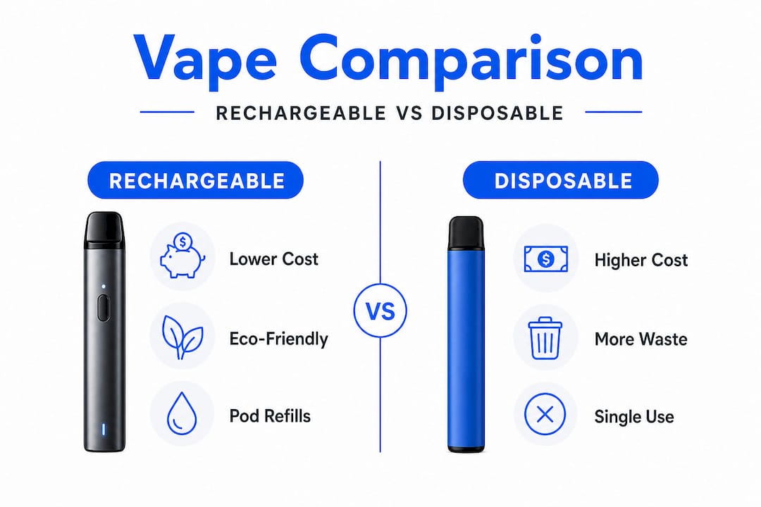 Infographic comparing rechargeable and disposable vapes
