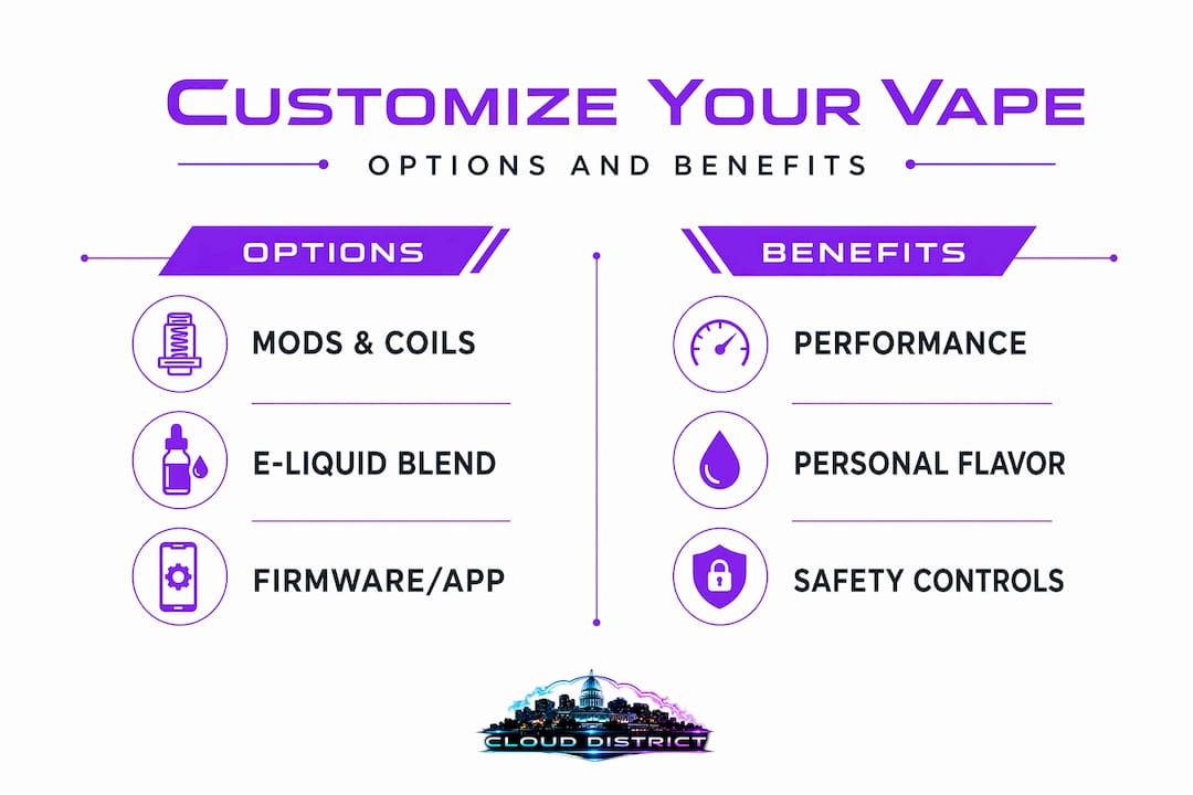 Infographic comparing vape customization options and benefits