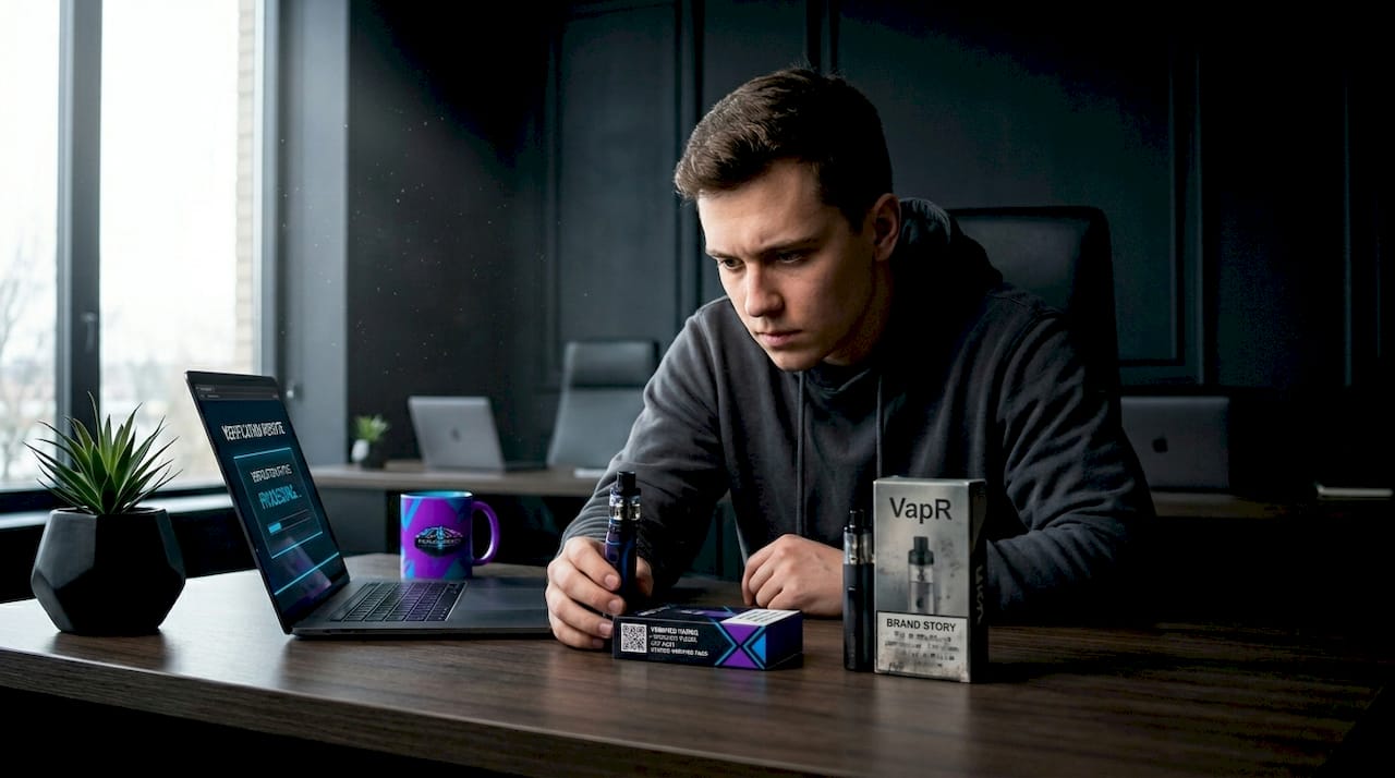 Comparing authentic and fake vape packaging