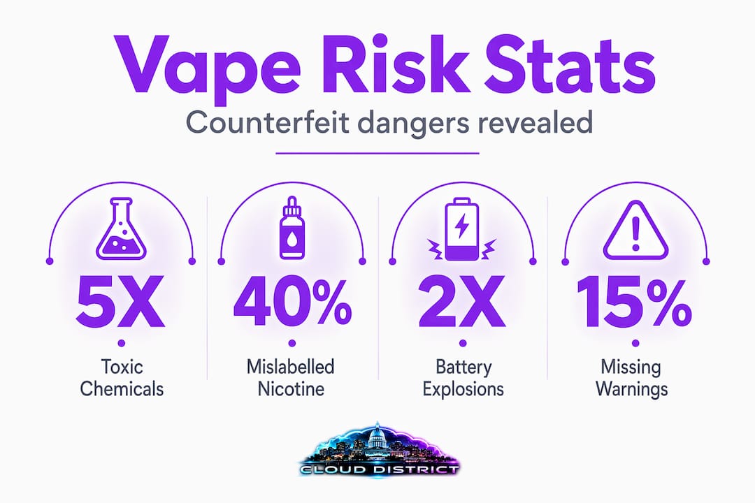 Infographic on counterfeit vape health risk statistics