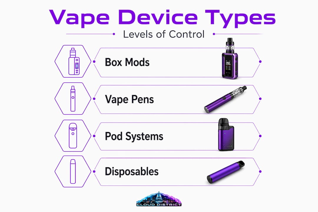Hierarchy showing four main vape device types
