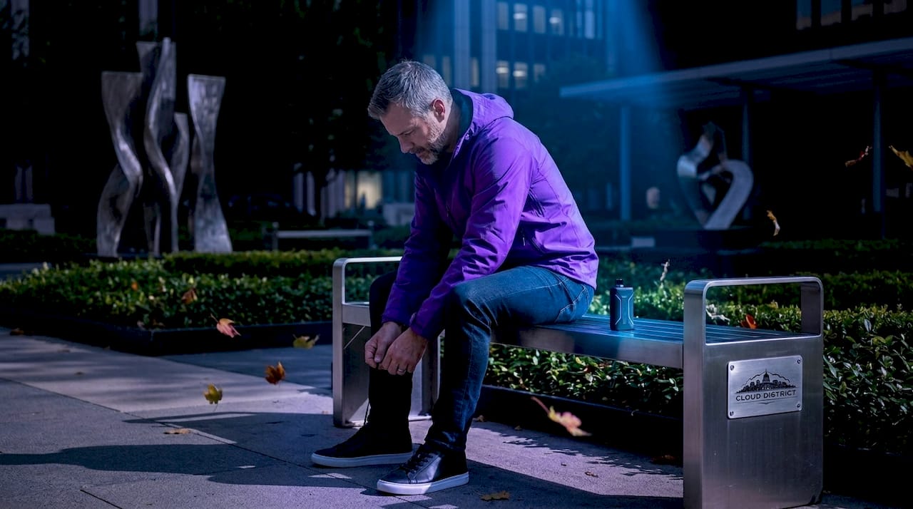 Disposable vape resting on park bench