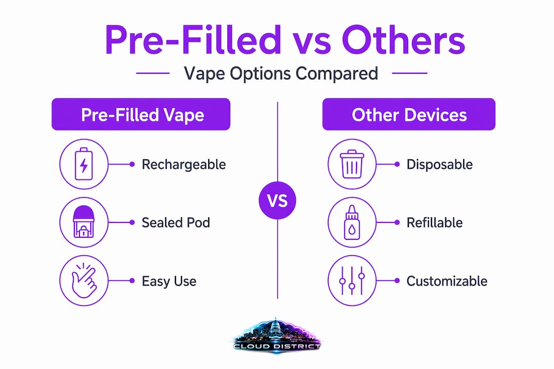 Infographic comparing pre-filled vapes and other devices