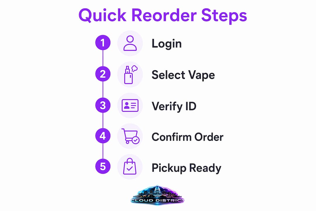 Infographic showing quick vape reorder steps