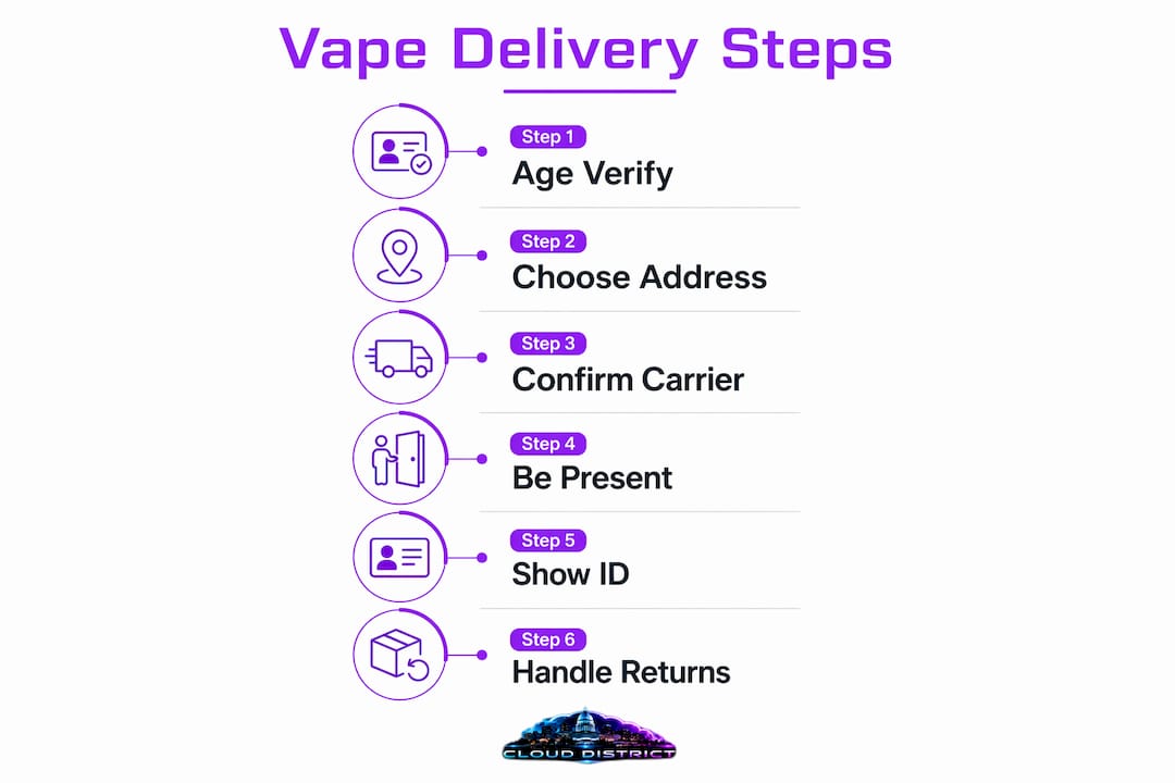 Infographic showing step-by-step vape delivery process