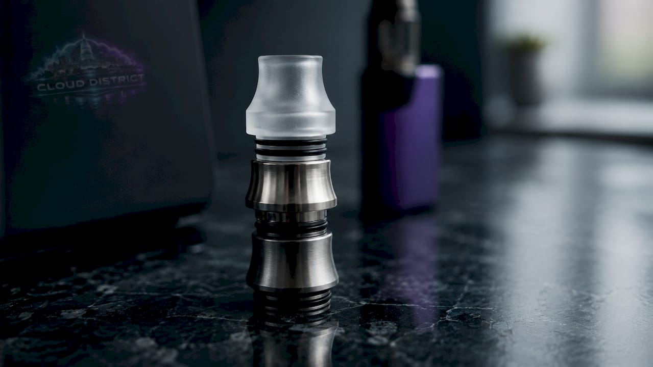 Close-up of vape mouthpieces made of various materials
