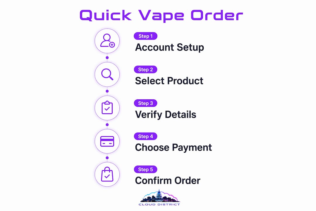 Infographic illustrating step-by-step quick vape order process
