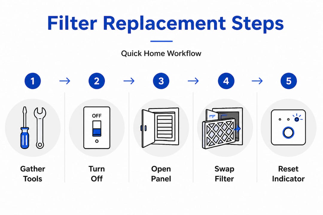 Infographic showing air filter replacement steps