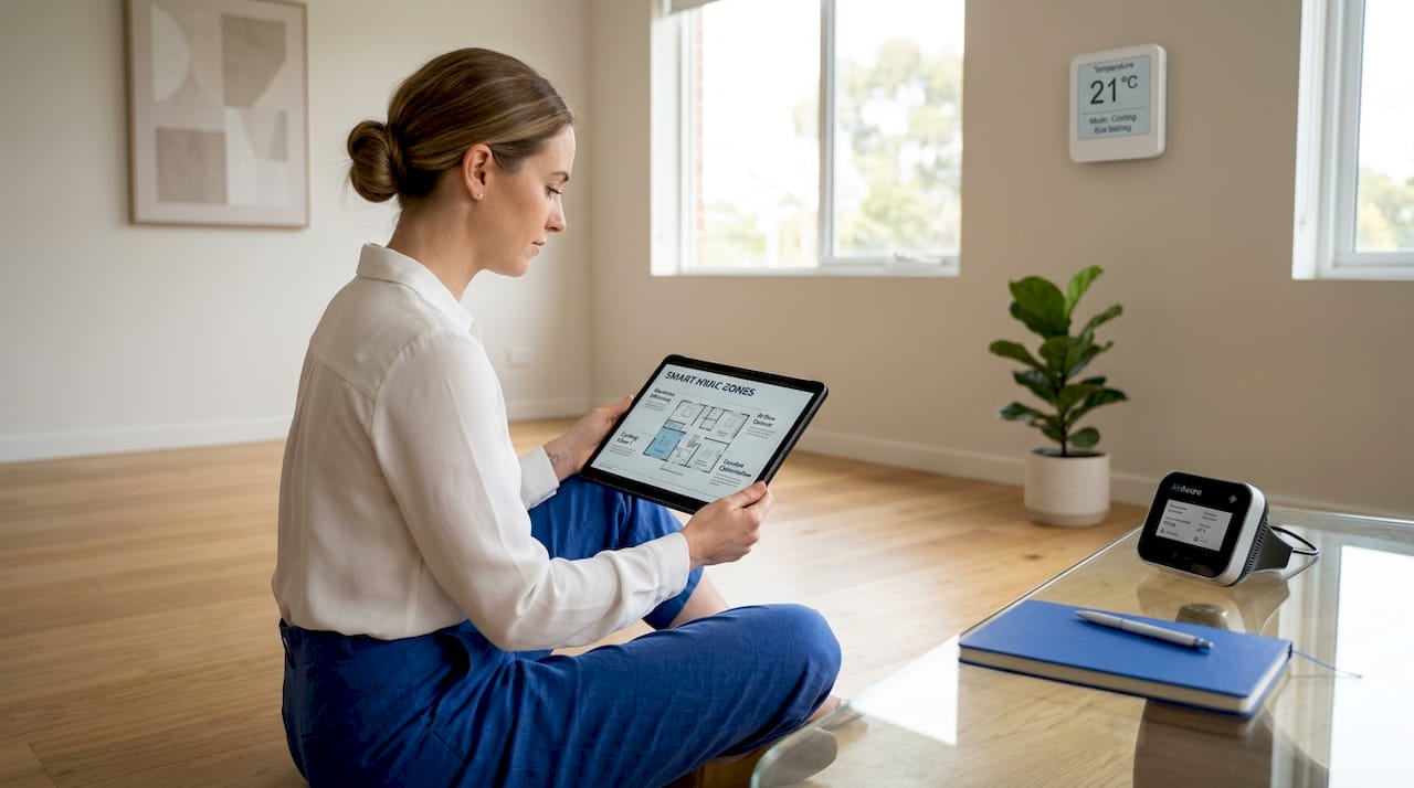 Consultant advising on smart HVAC zoning in home