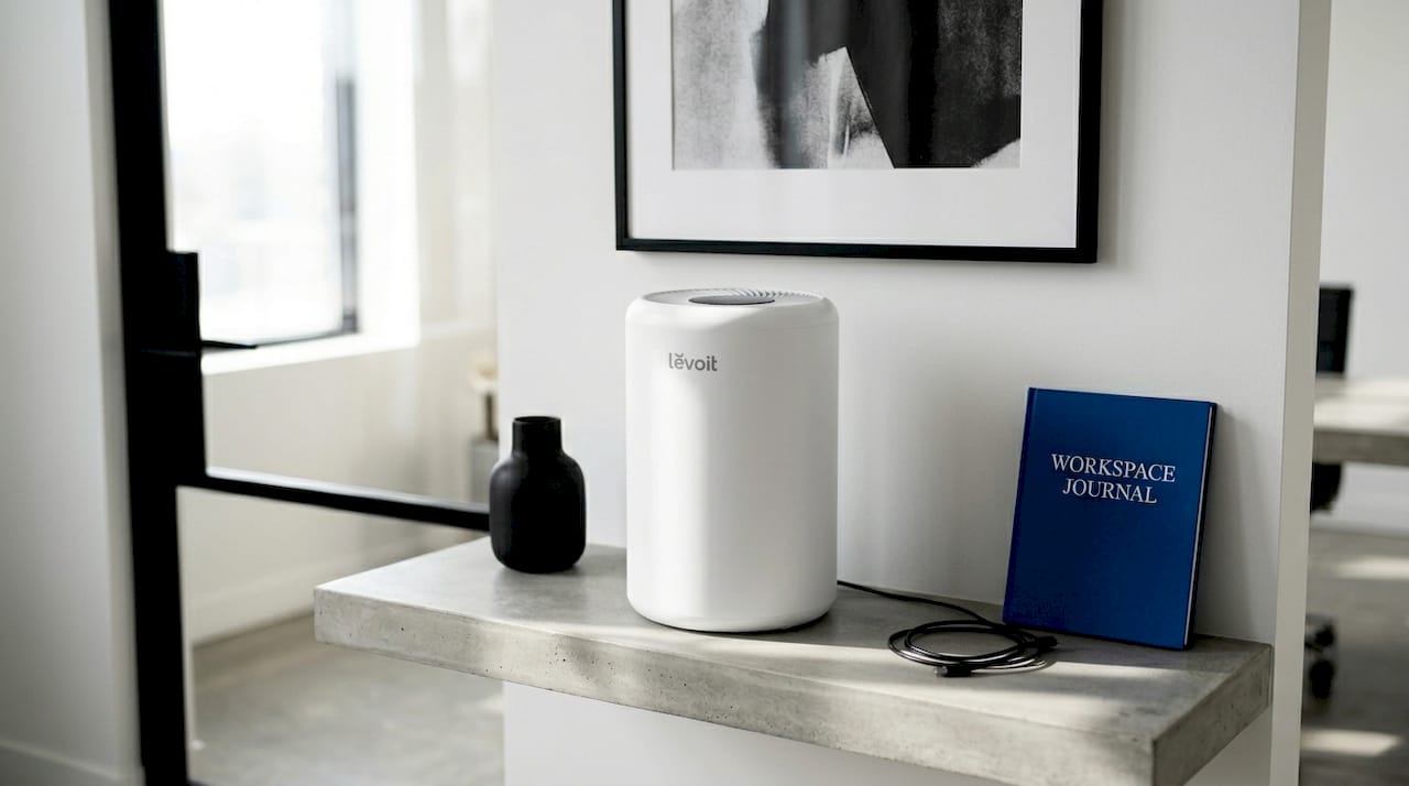 Levoit Core 300S on living room shelf