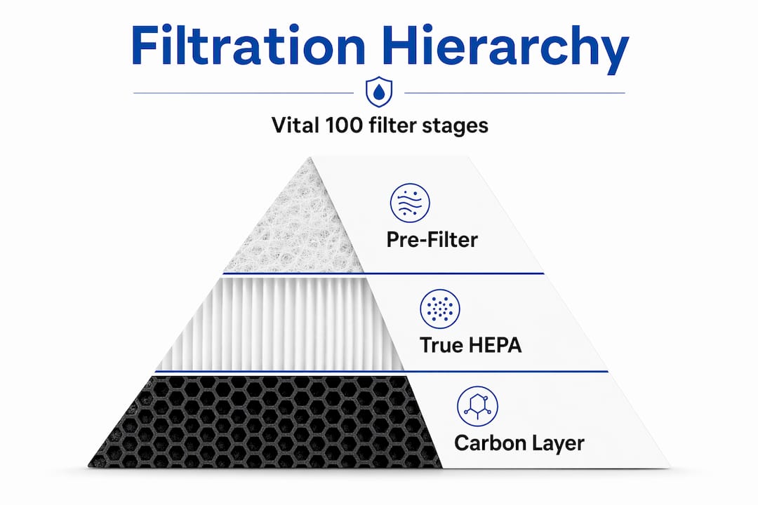 Filtration hierarchy pyramid infographic